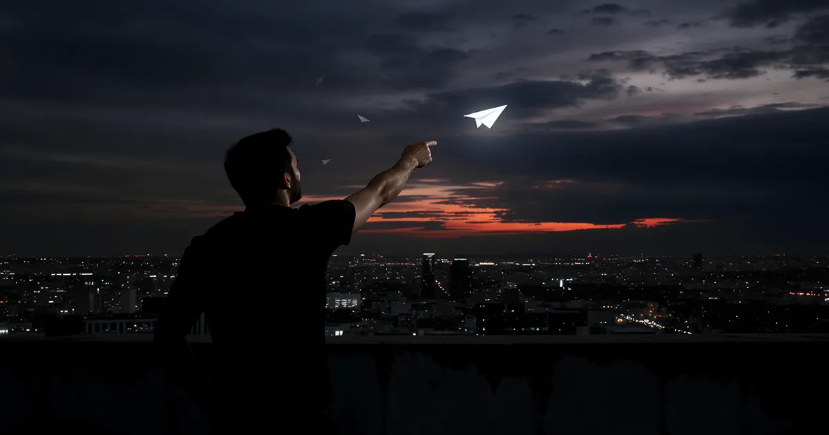 man paper airplane privacy Telegram